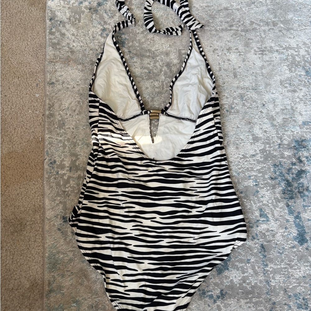 Zebra Print Halter Swimsuit - Picture 5 of 16